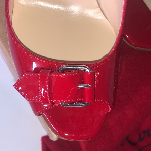 NEW Louboutin buckle Peep Toe sexy Red Patent Leather Pumps heels 💯 Authentic - Picture 5 of 11